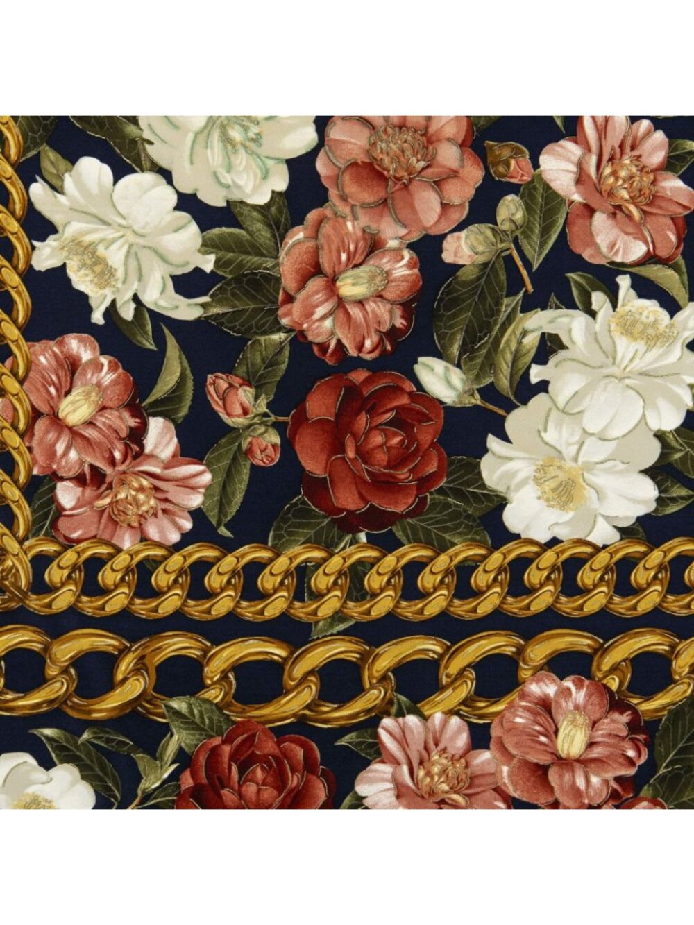Chanel Scarf Navy Pink White Silk - Picture 3 of 5